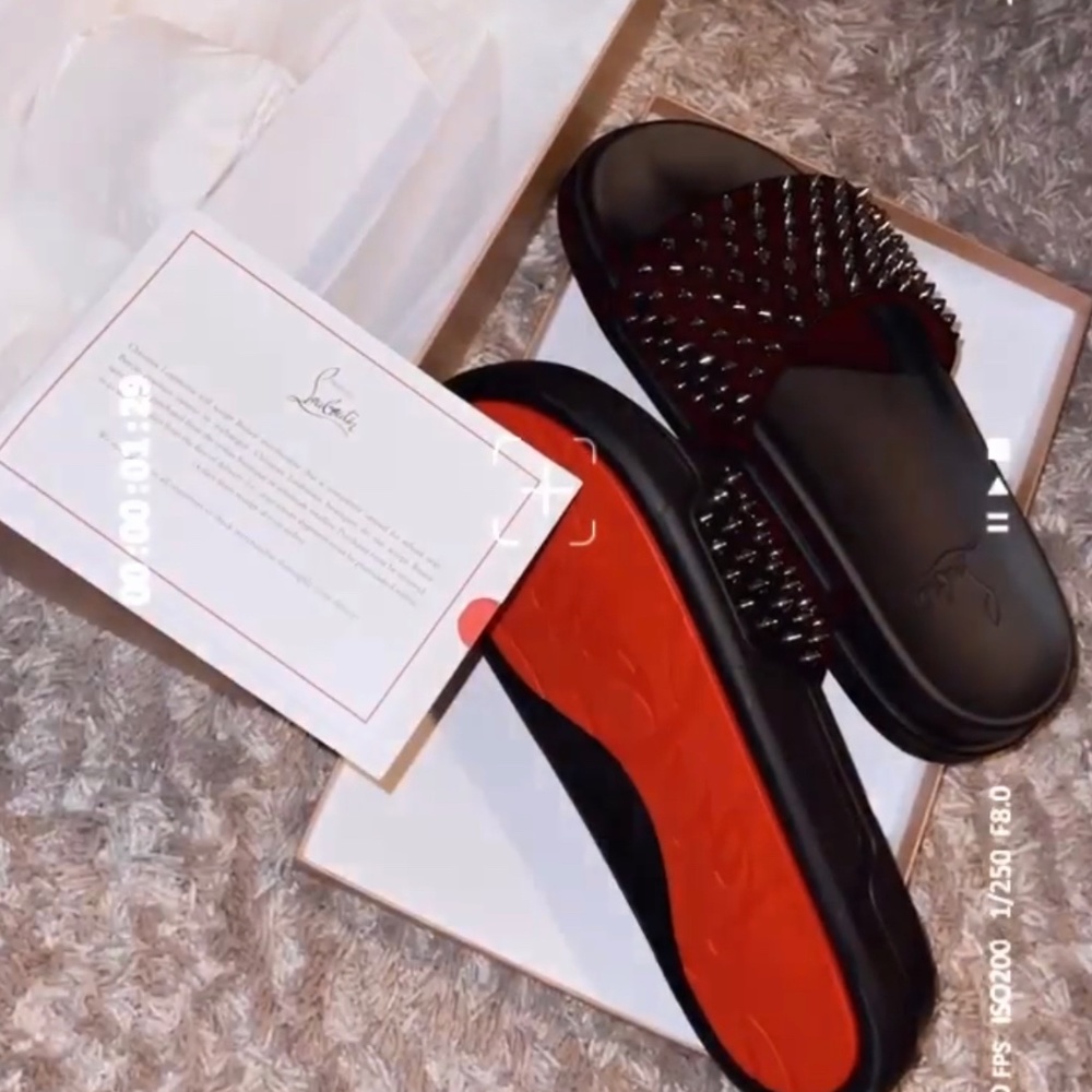Spiked Leather Slides